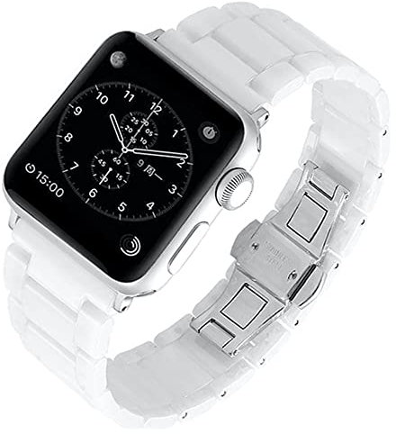 MaKTech Cinturino Iwatch in Ceramica,Cinturino a Maglie Concave-Convesse,per Apple Watch Serie 11/10/9/8/7,Ultra 3/2/1,SE 3/2/1 [2025] (46mm/45mm/44/49mm,Bianco)