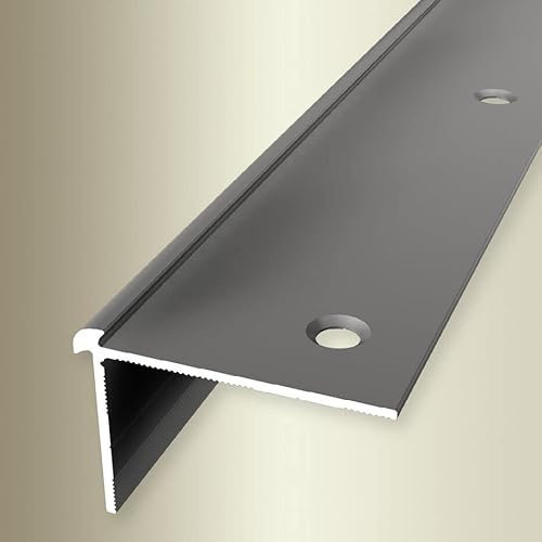 PROVISTON | Treppenkantenprofil | Breite: 39 mm | Höhe: 2.5 mm | Länge: 1000 mm | Aluminium eloxiert | Glatt | Sollbiegestelle | Edelstahl | Doppelt Versetzt Versenkt Gebohrt