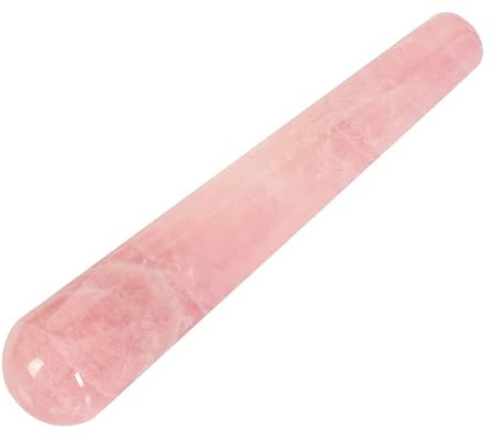 Baguette Gua Sha Yoni en cristal de quartz rose naturel, quartz rose
