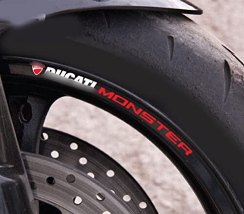 STATUZ 8 X Monster Decalcomanie per Ruote Moto per Ducati Monster 600 620ie 696 796 797 821 937 Set di Adesivi per Cerchioni Laminati Decorare