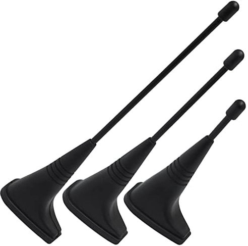 AERZETIX - C64478-3er-Set Antenne dekorative/fiktive 175/132/91 mm selbstklebend - Tuning Karosserie Auto Spoiler Dach außen Dekoration - aus Kunststoff - Farbe schwarz