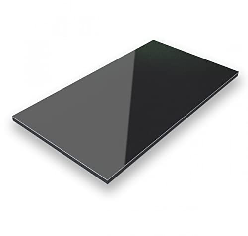 Aluverbund 24 Aluverbundplatte, Aluminium Platte, 3mm dick, Schwarz/RAL9005, 30x50cm