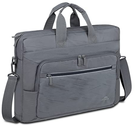 Rivacase Eco Laptoptasche 16 Zoll - wasserdichte Computertasche aus recyceltem Kunststoff - moderne Laptop Tasche für Männer und Frauen, Aktentasche für Business, Reisen, Uni, Schule (grau)