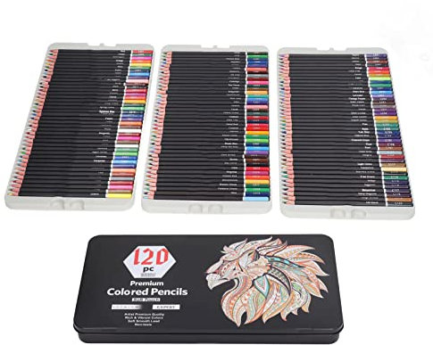 120 Buntstifte-Set, Buntstifte-Set für Malbücher für Erwachsene, Weicher Kern, Professionelle Nummerierte Kunst-Zeichenstifte, Professionelle Buntstifte mit Aufbewahrungsbox für Geschenk-Blechdose