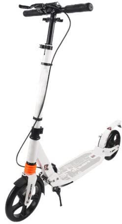 Faltbar City Roller,Tretroller Scooter bis 100kg,Cityroller Erwachsene Klappbar Tretroller 200mm mit Handbremse,Höhenverstellbar (Weiß)