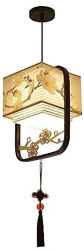 Iron Chandelier LED Chandelier New Fabric Lampshade Chinese Living Room Dining Room Study Ceiling Lamp Gazebo Simple Single Small Chandelier E27 Made in China