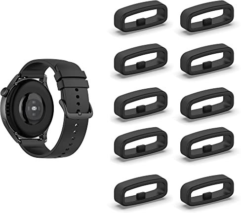 SMYAOSI Silikon Armbänder Schlaufe,Ersatzband Band Loops, Armband Schlaufe,10 Stück Uhrenarmband Halter Keeper Verschlussring Ersatz Schlaufen für Watch 18mm/20mm/22mm armband (22mm, Schwarz)