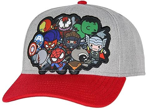 Marvel Mütze für Herren Marvel Comic Herren Chibi Kawaii Stil Charaktere Erwachsene Snapback Hat Cap Grau, GRAU, Einheitsgröße