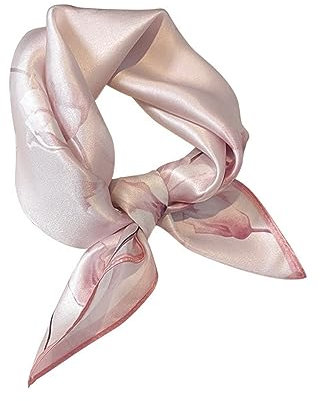 Cebilevin Foulard en 100% Soie Naturelle Douceur Elégance Raffinement Imprimé Floral (rose clair)