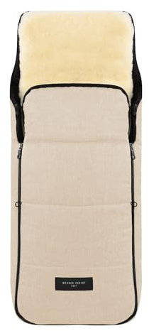 WERNER CHRIST BABY, Kinderwagen-Fußsack CORTINA – Thermo Winterfußsack (Kinder ab 6 - bis 36 Monate), mit herausnehmbarer Lammfelleinlage, medizinisches Fell, in Cloud (beige)