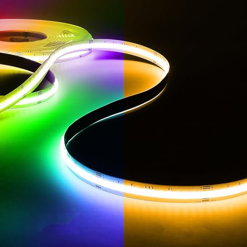 5M COB RGB+WW Warmweiß LED Streifen Strip Lichterkette 784LEDs/M 3920LEDs 24V RGBW Led Strips lichtband Dimmbar Verformbar LED lichter Keine Stromversorgung