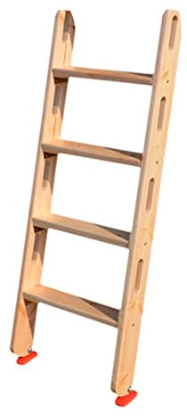 Platzsparende Mobile Etagenbettleiter, unlackierte Holzleiter für den Dachboden, einfach zu montierende Studentenwohnheim-Bettleiter mit Haken, 40 cm breit (Farbe: Natur, Größe: 4 Stufen 125