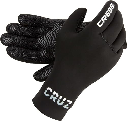 Cressi Cruz Gloves 3mm - Neopren Tauchhandschuhe Schwarz 3mm Anti Slip Palm System, XL/5, Erwachsene Unisex