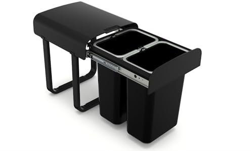 Victory Einbau-Abfallsammler 16 Liter (2 x 8 Liter) schwarz mit Vollauszug ab 300 mm Schrank