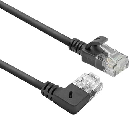 ACT Câble réseau CAT6A coudé à 90° vers la droite, U/UTP LSZH - Câble LAN fin de 3,6 mm - Câble Ethernet flexible avec fiche RJ45 - Pour une utilisation dans les centres de données, 0,15 m - vers la