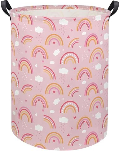 TIBAOLOVER - Cesta de lavandería para bebé, color rosa arcoíris, cesta de almacenamiento para niños, cesta de almacenamiento para habitación de niños, cesta de regalo para recámara, baño (arco iris