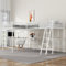 Platzsparendes Hochbett für Kinder, Etagenbett mit Zwei 90 x 200 Einzelbetten & Leiter & Schreibtisch, Stockbett Kinderhochbett Bunker Bed mit hohem Geländer, Eisenbett für Jungen & Mädchen, Weiß
