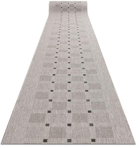 rugsx Läufer SIZAL FLOORLUX Modell 20079 Silber/schwarz 80x570 cm