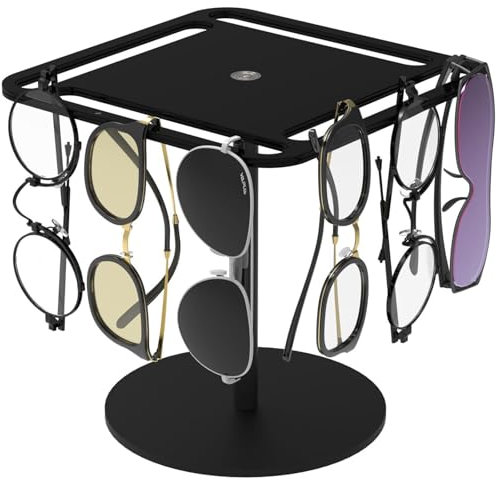 Sertay Acryl Brillenständer, Schwarzer Brillen Organizer, Sonnenbrillen Aufbewahrung Tisch, sonnenbrillen halter, Drehbarer Brillenständer, Geeignet für Brillen, Sonnenbrillen, Uhren und Armbänder