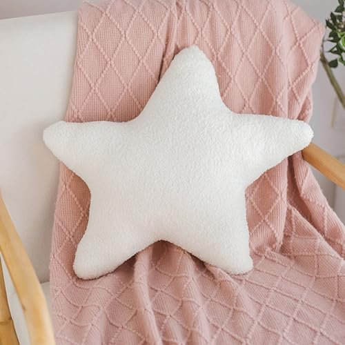 champracer Kuschelkissen Kinder Sternkissen, roba Kuschelkissen in Wolken Form,Wolkenkissen,Baby Kissen Wolke Deko,Weiche Flauschige Sternform Zierkissen Sofakissen,Weiches Dekokissen (Stern 48 cm)