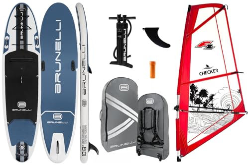 BRUNELLI 10.8 Windsurf Woven Double Layer Premium SUP Board aufblasbar Stand Up Paddle Checker 4,5qm Rigg