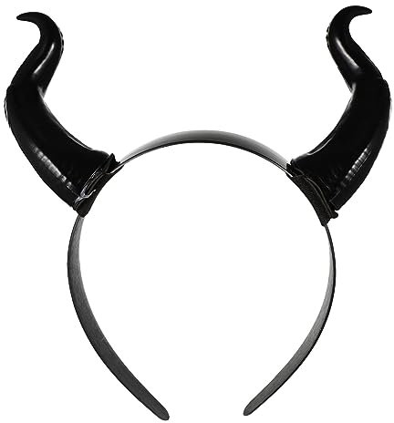 Housoutil Devil Horns Headband, Black Cosplay Ox Horn Headband, Matte Ox Horn Hair Loop, Gothic Halloween Costume Headdress for Photo Shoot Cosplay Masquerade Dress up Show Halloween
