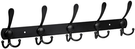 T-LOVENDO.ES Pack de DOS, Perchero de Pared de Metal, Perchas Triples de Acero Inoxidable, Montaje en Pared, 5 Ganchos Triples para Entrada, Recibidor, Dormitorio, Baño, Cocina, Abrigos, Ropa