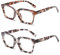 Hubeye 2er-Pack Lesebrille Damen und Herren übergroße Quadratische Rahmen mit Federscharnier Komfortabel Lesehilfe Blaue Licht Blockieren Brille 2.50