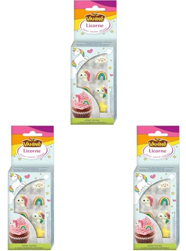 VAHINE - Décoration Gâteaux Licornes 8 g (Lot de 3)
