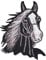 Pferd Kopf Schwarz Reiten Aufnäher zum aufbügeln oder aufnähen Bügelbild Aufbügler für Kleidung gestickter Bügelpatch Applikation Patch Größe 6,5 x 8,3 cm