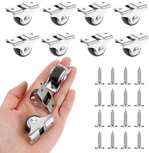 Dimeho 8 Stück Radrollen Gummi Möbelrollen kleine Bockrollen Transportrollen Mini-Lenkrollen Mit Metall Platte für Möbel Geräte Ausrüstung Werkzeugkisten Trolleys (Stil C)