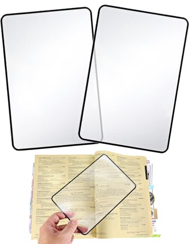 oruola 2pcs Magnifying Sheet for Reading,3X Flat Magnifier Lay on Page,Flexible Plastic Magnifier Lenses for Reading,Full-Page Magnifying Glass for Small Print,Books,Maps,Patterns (18 * 12cm)