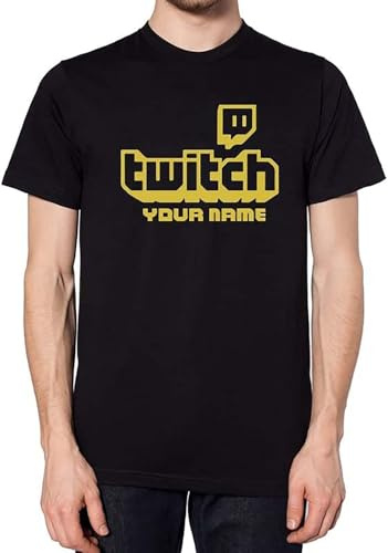 Personalised Twitch Tv Gaming Men T-Shirt Huikoo 100% Cotton Stream Live Viral Fans Tee Unisex Fathers Day Kid Gift Black XXL