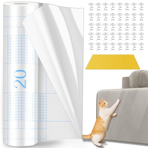 Dictien 40 X 500CM Kratzschutz Sofa Katze, Anti Kratz Folie Für Katzen, Klebefolie Transparent, Zum Schutz von Möbeln, Sofas, Türen und Wänden vor Katzenkratzern