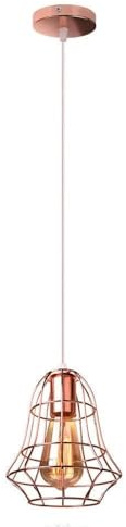 LONGDUOU Suspension Vintage Industrielle for îlot de Cuisine, luminaire Suspendu en métal avec Cage métallique, Lampes suspendues rétro E27 for Plafond Suspendu for Salle à Manger ou loft(Rose Gold)