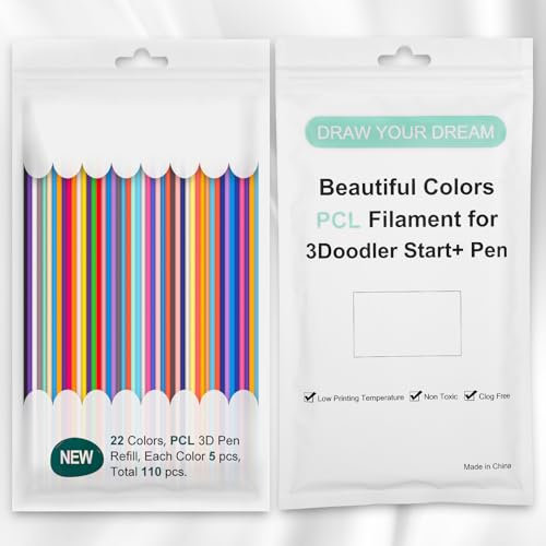 Biglumin 110pcs 3D Doodler Pen Nachfüllungen 22 Farben 2.5mm für 3Doodler Start 3D Stift Niedrige Drucktemperatur PCL Filament Biologisch abbaubar Geruchsneutral