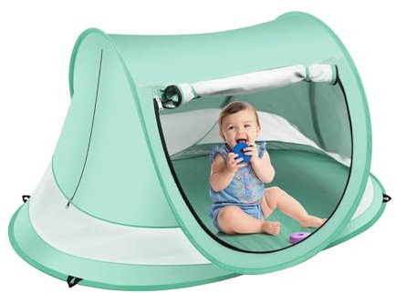 Tente Anti UV bébé Plage, Dôme Tente de Plage Bebe Anti UV Légère Pliable, pour Pique-Nique, Voyage, Extérieur Et Jardin