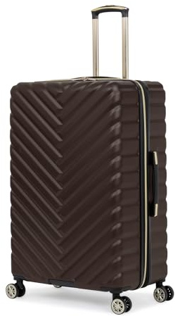 Kenneth Cole REACTION Madison Square Lightweight Hardside Chevron Expandable Spinner Luggage, Chocolate Brown, 28-Inch Checked