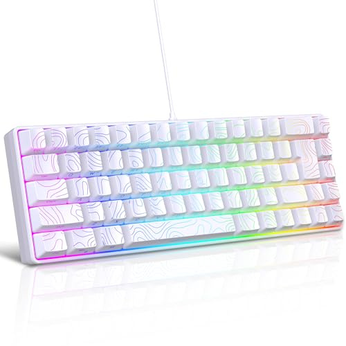 Snpurdiri 65% Wired Gaming Keyboard, 68 Keys RGB (Contour-line, White) | Backlit Ultra-Compact Small Gaming Keyboard, for PC/Mac Gamer, Typist, Travel, Easy to Carry on Business Trip