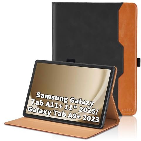Coque pour Samsung Galaxy Tab A11 Plus 11 Pouces 2025 (SM-X230/SM-X235/SM-X236B)/ Galaxy A9 Plus 2023 Business Cuir Cover Tablette Housse de Protection Fonction Stand,Multi-Angle Étui avec Poche-Noir