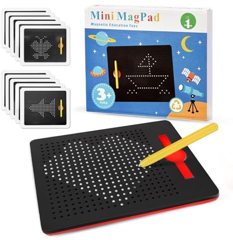 AMFUN Magnetische Zeichentafel, Kinder Magnetisches Stahlkugel Zeichentafel, Magische Magnetspiel, Magnet Spiel mit Kugeln und magnetischem Stift, für Kinder Ab 3 Jahre (Schwarz)