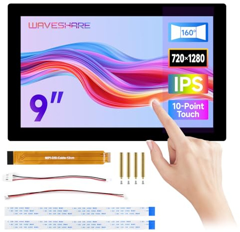 Waveshare 9inch DSI Capacitive Touch Display, Wide Color Gamut, 720x1280, IPS Panel, Supports 10-Point Touch, Toughened Glass Panel