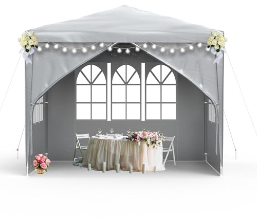 XMTECH Partyzelt Pavillon 3x3m (9 m²) mit 4 Seitenteilen – Grau, wasserdicht & UV-beständig, stabiles Stahlgestell, Gartenzelt für Gartenpartys, Geburtstage & kleine Feiern