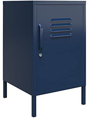 Bradford Metall-Beistelltisch Marineblau, 37 x 39 x 68 cm, Nachttisch mit Spindtür und 2 Ablagefächern, Metall-Side-Table im Industrial Design für Wohnzimmer, Schlafzimmer und Home Office