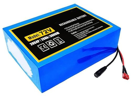 72V 20Ah Batterie De Vélo Électrique Batterie Remplaçable, 72V 20S4P Étanche Batterie E-Bike avec Chargeur pour 250W 350W 500W 800W 1000W Moteur 72V 20AH,T+DC
