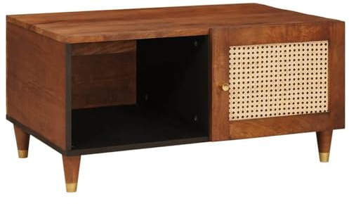 Sinkzol Couchtisch Massivholz Mango 80 x 50 x 40 cm mit Stauraum, Regal und schmalen Beinen, moderner Wohnzimmertisch für Wohnzimmer, Lounge, Sofa und Fernsehbereich