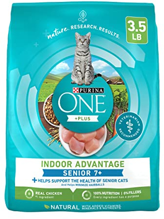 Purina ONE High Protein, Natural Senior Dry Cat Food, Indoor Advantage Senior+ - 3.5 lb. Bag