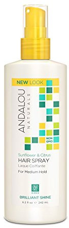 Andalou Naturals Laque coiffante Sunflower & Citrus - A base de tournesol et d'agrumes - Tenue moyenne souple - Éclat plein de vitalité pour tous types de cheveux - 242 ml