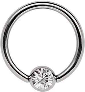 Titan Piercing Ring, BCR in 1,6 mm mit 3 mm oder 4 mm flachem Stein (Klemmplatte)