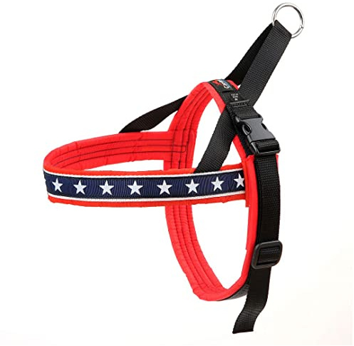 ComfortFlex Patriotisches Hundegeschirr, vollständig gepolstert, verstellbar, leicht, kein Würgen, kein Ziehen, kein Scheuern, Design für aktive Hunde, verbesserte Kontrolle